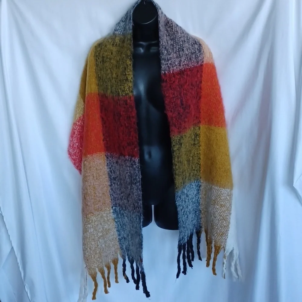 Lucky‎ Brand OS Thick Knit Plaid Scarf Colorblock